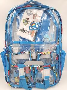 HTWO Clear Backpack For Boy Blue Clear Book Bag Stadium Approved