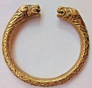 Real Seed Golden Heavy Brass  Lion Face Bangle Cuff Kada for Men and women