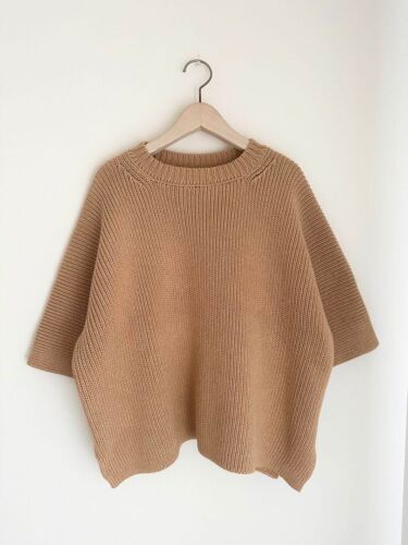 LAUREN MANOOGIAN Knit Sweater Half Sleeve Organic Cotton Size 1 Brown
