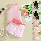 Baby Girls Sleeveless Tank Top Shorts Belly Bag Set Summer Outfit Kids Clothes
