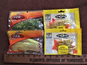 Lot of 4 Packages Scented Plastic Baits: Storm Shrimp & FLW Tour - NEW OTHER!!!