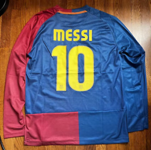 Lionel Messi #10 Barcelona 08/09 Retro UCL Final Roma long Sleeve Jersey Size XL