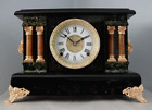 Old Antique Sessions Black Mantel Shelf Clock Prince 1910 Fully Restored