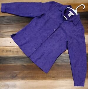 Sag Harbor Purple Lonng Sleeve Button-Up Floral Pattern Women's Size Medium