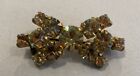 Vtg Brooch Pin Champagne Crystals Gold Tone Germany signed Mothers Day Wedding
