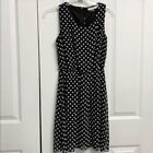 Delias Black Gray Sleeveless Polka Dot Print Lined Sheer Tank Dress Size M