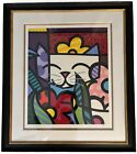 ROMERO BRITTO hand signed Behind the Flowers Serigraph 241/250 LE