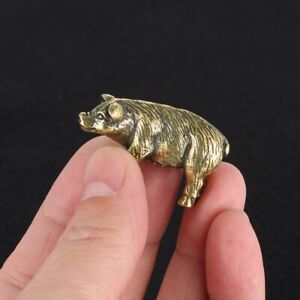Solid Brass Pig Figurine Small Statue Home Ornament Animal Figurines