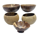 VTG Natural Coconut Shell Bowls Hawaiian Tiki Coastal Polynesian Party Bar LOT 5