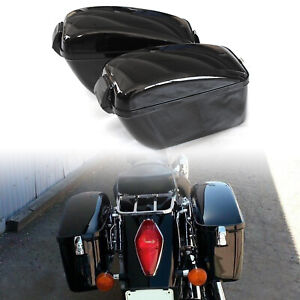 Black Motorcycle Hard Saddle Bags For Harley Dyna Electra Glide Honda Shadow (For: Indian Roadmaster)
