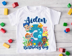 Bubble Guppies Custom Birthday T-shirt kids size 2 White short sleeve