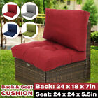 2PCS Waterproof Outdoor Deep Seat Cushion 24 x 24 Chair Patio Back Pad Cushion