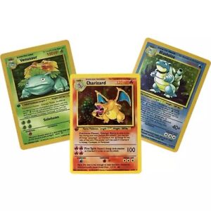 Pokémon 3pcs Charizard, Blastoise, Venusaur Base Set Holo Fan Art/Gift/Display