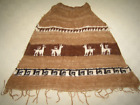 Hand knit Peruvian Wool Poncho, Vintage, authentic, brown w black Aztec motif