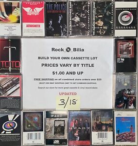 $1 & UP ARENA ROCK 70S TO 90S LED ZEPPELIN RUSH BUILD YOUR LOT CASSETTE TAPES
