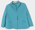 TALBOTS Women Wool Polyester Jacket 3/4 Sleeve Pocket Solid Teal Blue Plus 16