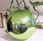 Large bright Green glass Kugel Christmas Ornament. Early 1900s  German Orn. 6
