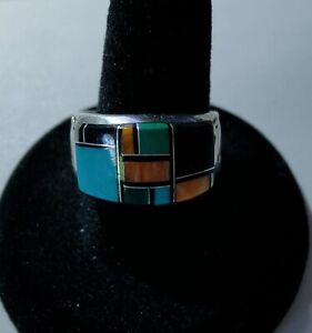 Carolyn Pollack Multi-Stone Inlay Sterling Silver Ring Size 9