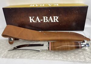 KA-BAR 1233 SKINNER stainless fixed blade knife with leather sheath
