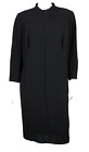 AKRIS NWT Black Wool Woven Mock Neck 3/4 Sleeve Shift Dress 16