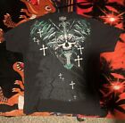 Y2K MMA Elite Shirt Adult 2XL Black All Over Print Skull Grunge Cross Goth Cyber