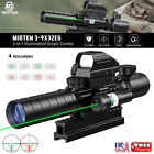 3-9x32 4-In-1 RifleScope Combo Rangefinder Green/Red Dot Illuminated Laser Sight