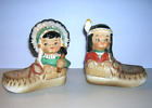 Vintage Salt and Pepper Shakers Native American/Indian Boy and Girl in Moccasin
