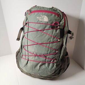 The North Face Borealis Backpack Women’s Fit Green Pink Day Pack Straps Pockets