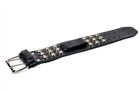 USA Made Mens Black Leather Wide Watch Band Buckle Close - Studded Cowhide Strap