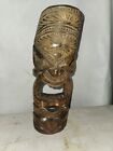 Vintage Carved Wooden Tiki Statue Maori God Signed Monkey Pod Senituli Handmade
