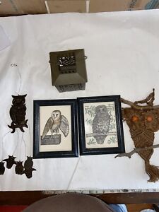 Vintage ‘84 S Sierigk Owl Drawings 5” x 4” and Other Owl decor