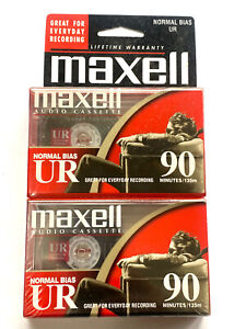 New Maxell Audio Cassettes (2) Normal Bias UR 90 Minutes/135m