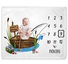 Fishing Baby Monthly Milestone Blanket Gone Fishing Baby Boy Growth Chart Mil...