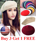 New Warm French Style Lightweight Casual Classic Beanie Solid Color Wool Beret