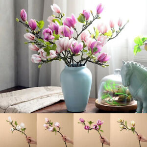 Artificial Faux Flowers Fake Orchid Magnolia Bouquet Home Party Wedding Home