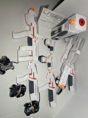 Lot Of 7 Laser X Nintendo White Laser Tag Gun With Gaming Base TESTED