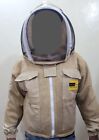 Professionals 3 Layers Ventilated Beige Beekeeping Jacket- Fencing Veil (XS-4XL)