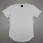 Cuts Clothing Elongated Short Sleeve Tee Crew Neck Stretch White Slim Fit