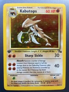 1st edition holo Pokemon Kabutops Fossil 9/62 in excellent condition