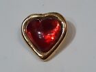 Vintage YSL Yves Saint Laurent Red Heart Pin Brooch Gripoux Glass