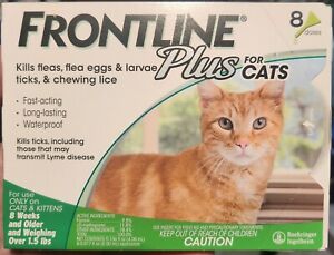 New ListingFrontline Plus Cats Topical Flea Treatment + Prevention 8 Doses NEW & SEALED