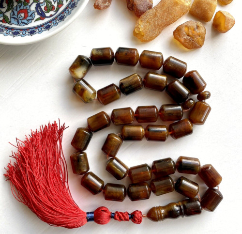 Antique Natural Baltic Amber Big Islamic Prayer Rosary 80g. Beads Misbaha Tesbih