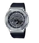 Casio G-Shock Analog-Digital Silver Stainless Steel Bezel Black Watch GM2100-1A