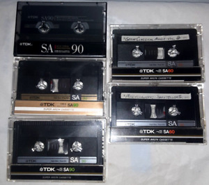 Lot of 5 TDK SA90 Used Audio Cassette Tapes - Super Avilyn Type II Hi Resolution