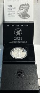 2021 S $1 PROOF SILVER AMERICAN EAGLE ✪ OGP BOX & COA ✪ TYPE 2 Complete Coin Set