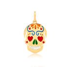 14k Solid Gold Enamel Mexican Skull Pendant for Necklace for Women and Girls