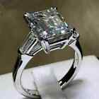 3Ct Emerald Cut Lab Created Diamond Solitaire Wedding Ring 14K White Gold Over