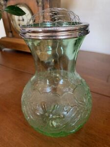 Beautiful Green Glass Flower Arranging Vase with 