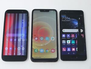 New ListingLot of 3 Various Smartphones - BLU View 2 / Huawei P10+ - Working but LCD Issues