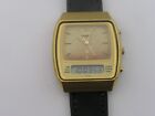 Vintage Citizen 41-8021 Alarm Chronograph Watch Analog Digital Gold Tone Japan